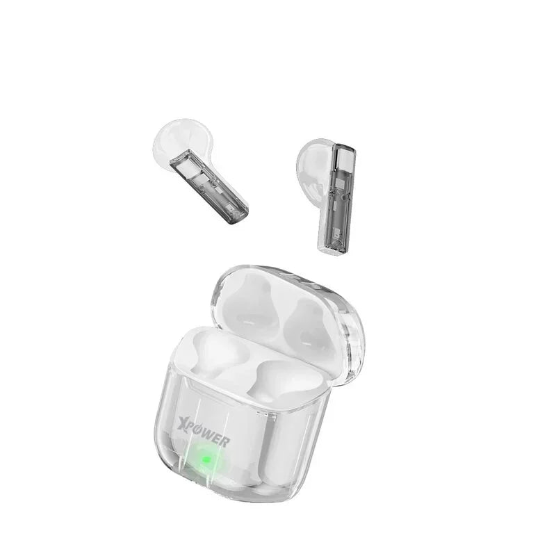 Xpower True Wireless Bluetooth 5.3 Earbuds - Transparent White - Tashqila Xpower True Wireless Bluetooth 5.3 Earbuds - Transparent White - Tashqila